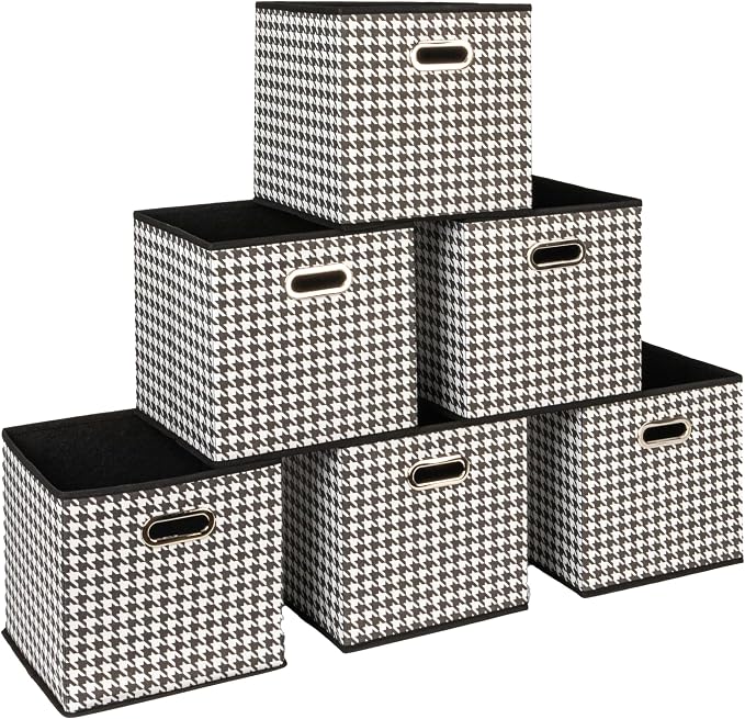 Household Essentials Foldable Fabric Storage Cubes 6-Pack – 11x11x11 Stackable by HouseholdEssentials