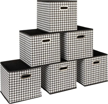 Household Essentials Foldable Fabric Storage Cubes 6-Pack – 11x11x11 Stackable by HouseholdEssentials