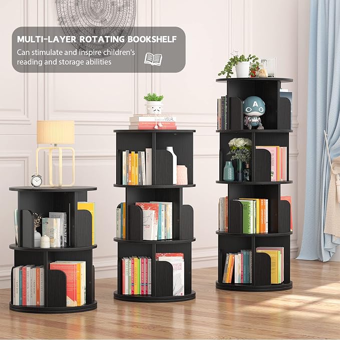 Aheaplus Rotating Bookshelf, 360 Revolving Bookshelf Tower - Image 5