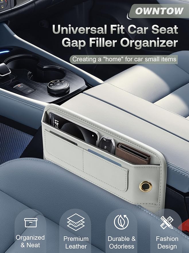Premium Leather Car Seat Gap Filler Organizer, Universal Fit Interior Accessory - Image 2