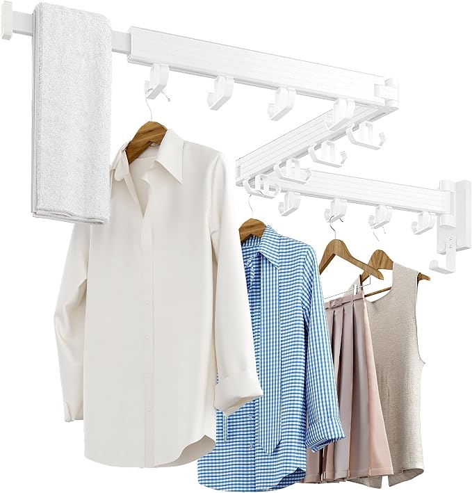Clothes Drying Rack Wall Mounted, Retractable Drying Racks by Kelisiting