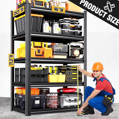 Heavy Duty Garage Shelving, 5-Tier Adjustable All Metal Storage Rack - Image 3