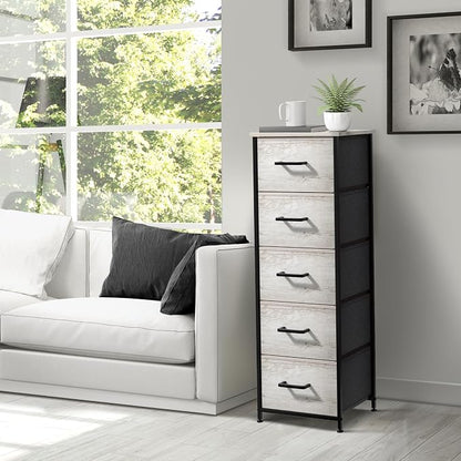 Sorbus Nightstand Dresser with 5 Faux Wood Drawers – Tall Bedside Table Chest - Image 6