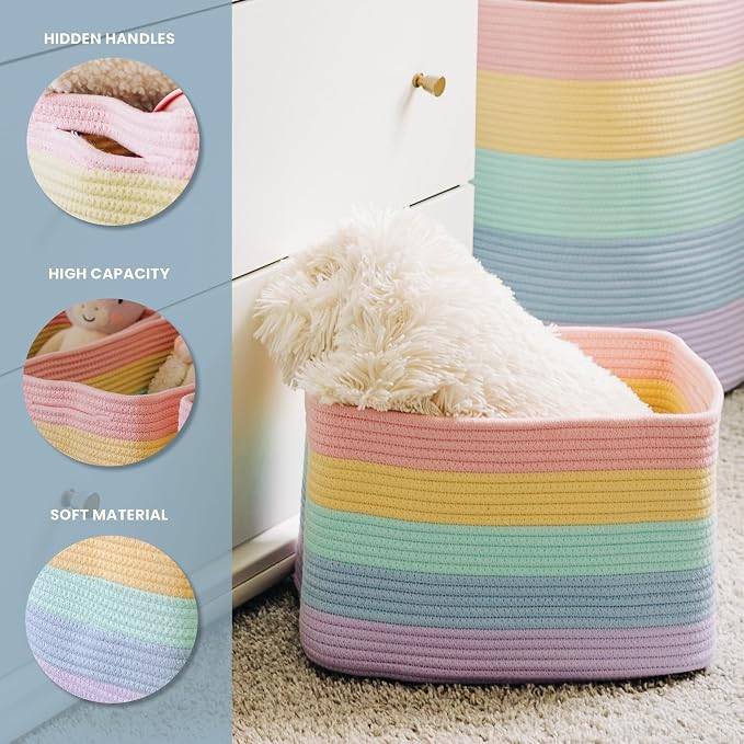 OrganiHaus Rainbow Woven Storage Baskets - Image 3