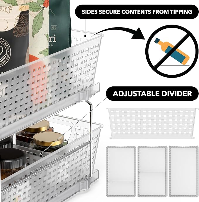 Simple Houseware 2 Tier Bathroom Organizer Tray Pull-Out Sliding - Image 4
