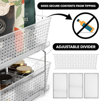 Simple Houseware 2 Tier Bathroom Organizer Tray Pull-Out Sliding - Image 4
