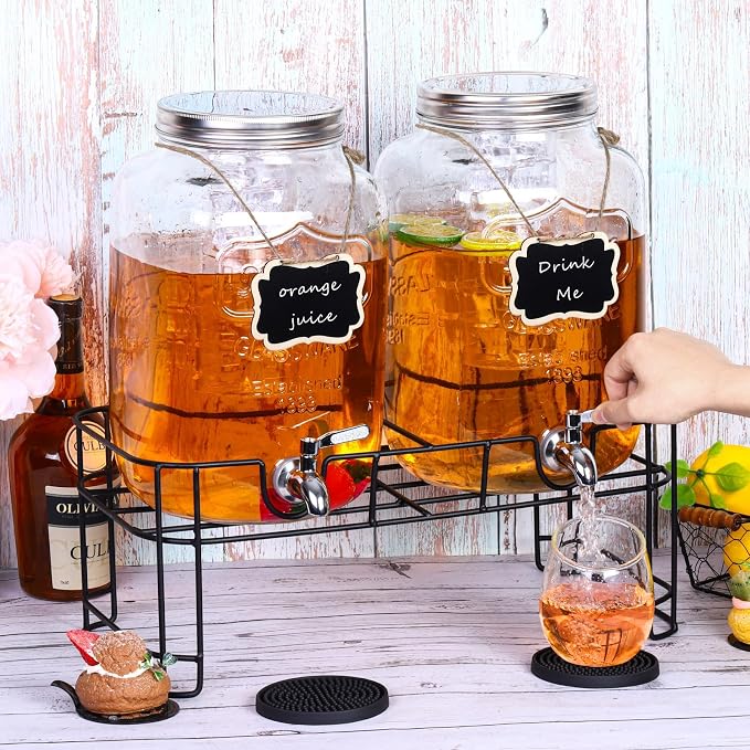 TURSTIN 2 Pcs 2 Gallon Glass Beverage Drink Dispenser - Image 5