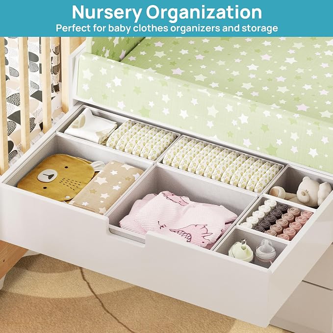 Vtopmart 12 Pack Baby Clothes Organizer, Dresser Drawer Organizer - Image 3
