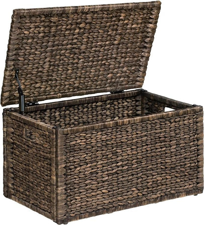 eHemco Water Hyacinth Wicker Storage Trunk, 30x17.5x17.5 | Safety Hinge by eHemco