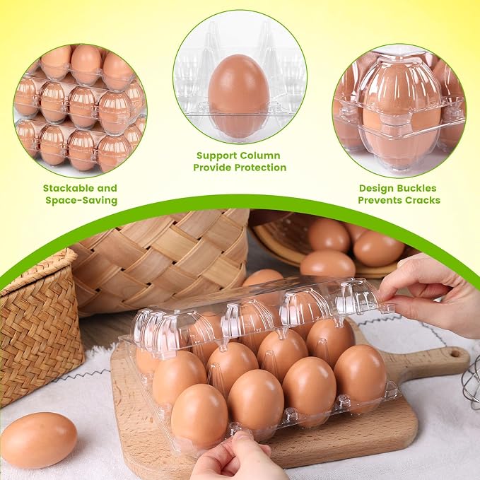 LOVEINUSA 100 PCS 12 Count Plastic Egg Cartons, - Image 3