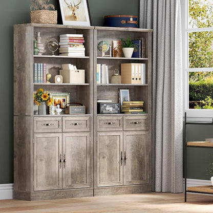 71.4" Tall Bookshelf with Drawers & Cabinet, 5-Tier Floor Standing Bookcase - Image 8