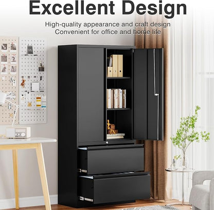 SISESOL Black Metal Storage Cabinet - Image 3