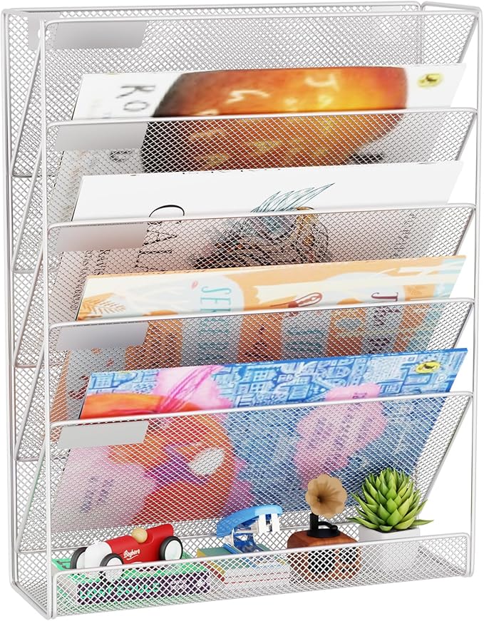 Wall File Organizer Holder Mesh Hanging Paper Document Holder, Vertical 6 by GDINDINFAN
