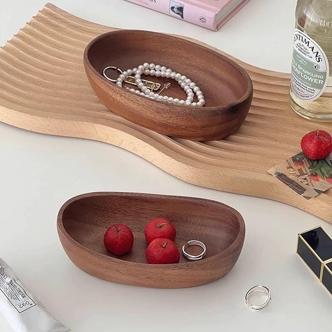 Wooden Bowl for Keys Walnut Wood Catchall Bowl for Entryway Table Rustic - Image 7