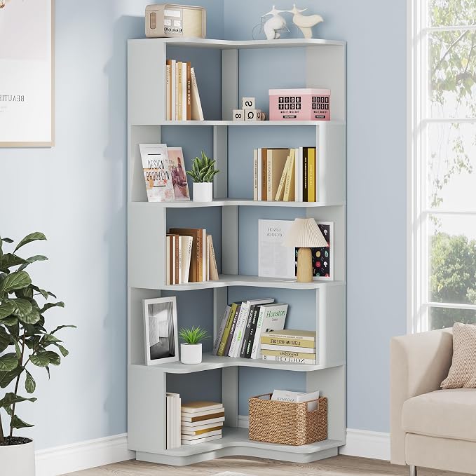 Tribesigns 6-Tier Corner Bookshelf, 64.96 Inch Tall Bookcase by Tribesigns