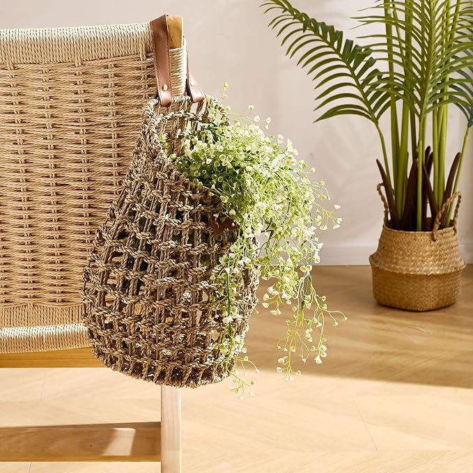 Woven Front Door Basket Water Hyacinth Wall Hanging Basket Decorative Boho - Image 6