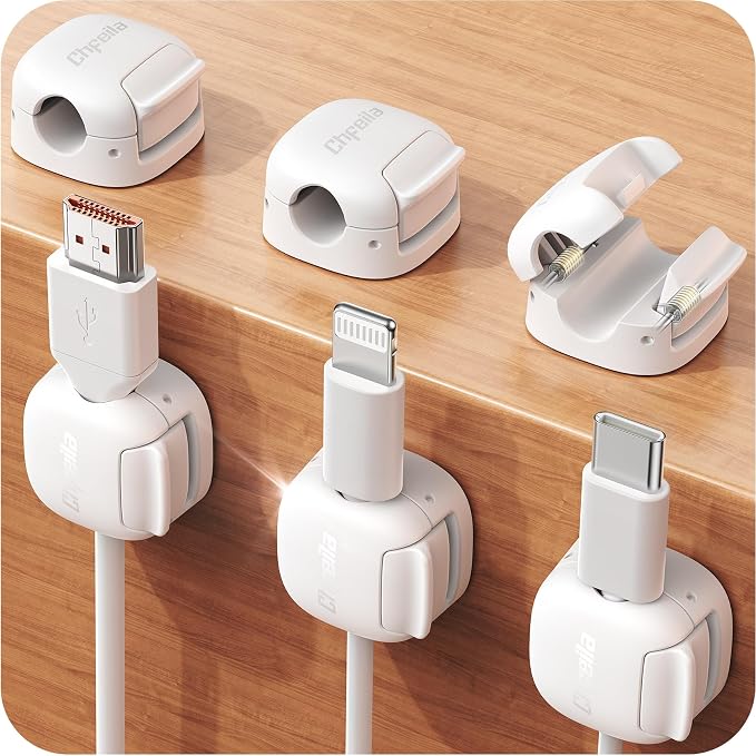 6Pack Cord Organizer, Chfeila Compact Dual Spring & Clasp Lock Cable Management by Chfeila