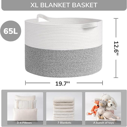 INDRESSME Large Blanket Basket, Laundry Toy Storage Baskets, Decorative Woven - Image 2