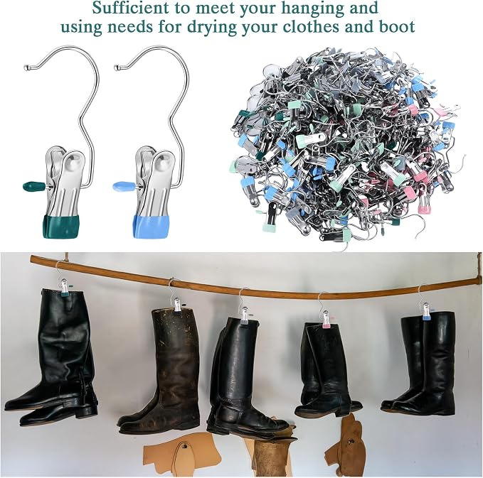 Yinder Boot Hangers Clips Laundry Hooks Hanging Stainless Steel Clothes Pins - Image 6