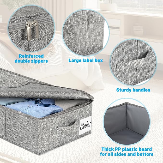 Under Bed Storage Container Bins 4 Pack, 5 Inch Thin Low Profile Underbed - Image 7