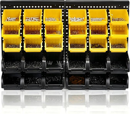 MULSAME Wall Mounted Storage Bins Parts Rack 4 Colors Bin Organizer Garage - Image 7