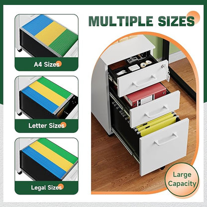 Letaya 3 Drawer Mobile File Cabinet - Image 4