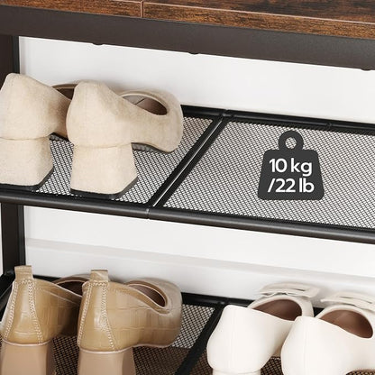 HOOBRO Shoe Bench, 3-Tier Shoe Rack, Industrial Shoe Organizer Storage Bench - Image 6