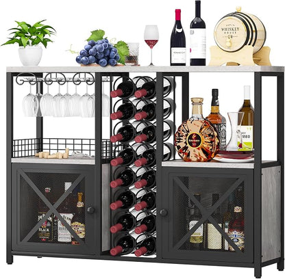 Homeiju Mini Bars for Home, Wooden Coffee Bar Cabinet, Modern Liquor Cabinet by Homeiju