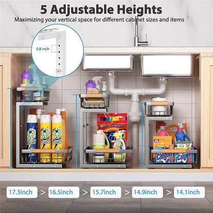 Liuoud Under Sink Organizer 2 Pack, 2 Tier Slide Out Large Capacity Height - Image 5