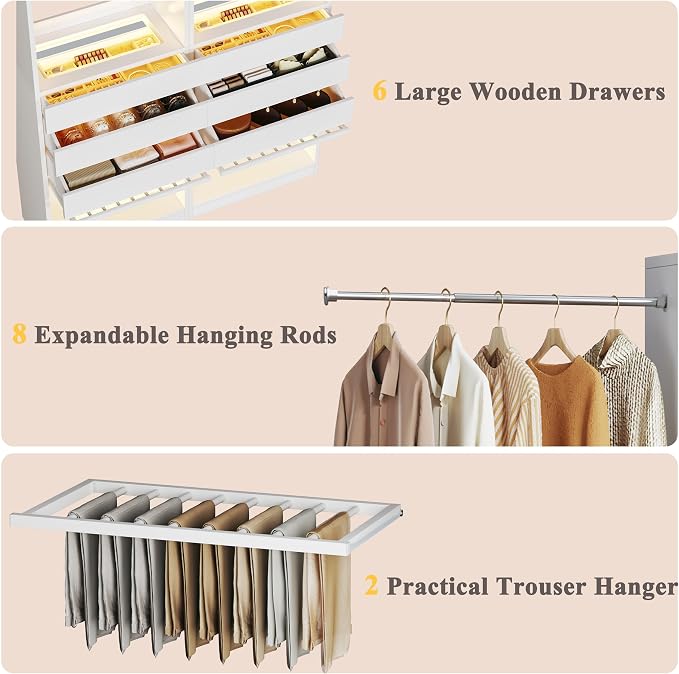 Closet System, 5.7-10.4FT Closet Organizer System - Image 6