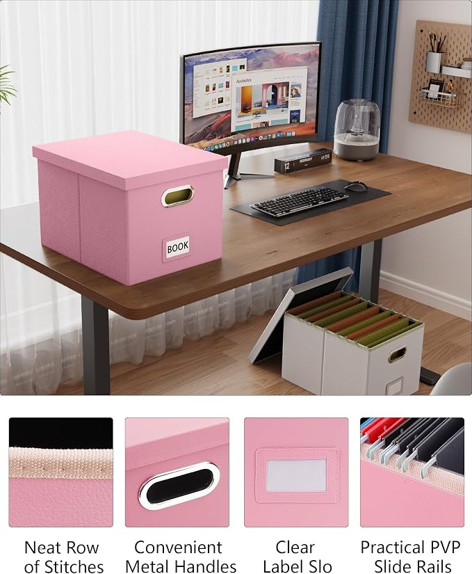 2 Pack File Storage Organizer Box, Filing Box, Portable File Box - Image 5