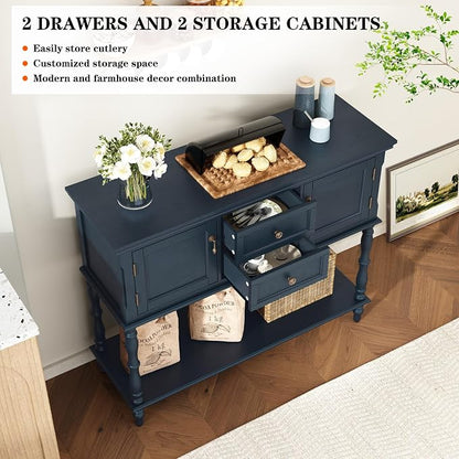 ARTPOWER Console Table with 2 Drawers, Retro Entryway Table with 2 Door - Image 5