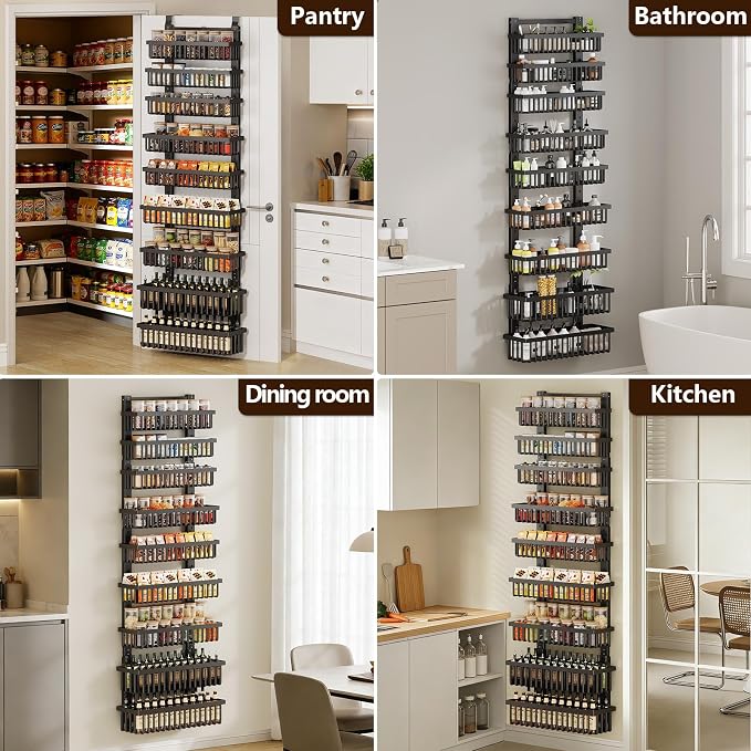 POKIPO 9 Tier Over The Door Pantry Organizer, 2 in 1 Wall Mount or Hanging - Image 9