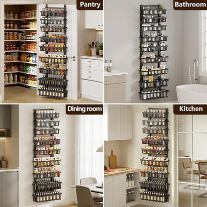 POKIPO 9 Tier Over The Door Pantry Organizer, 2 in 1 Wall Mount or Hanging - Image 9