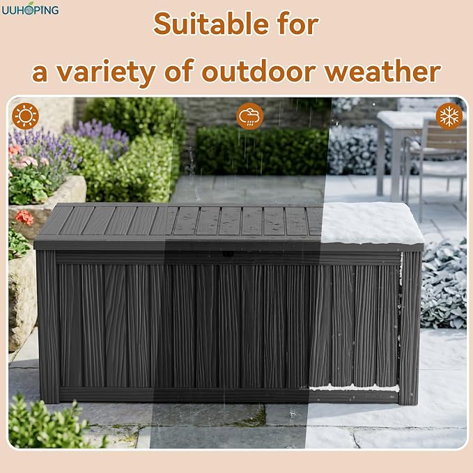150 Gallon Outdoor Deck Box, Resin Waterproof Storage Box - Image 5