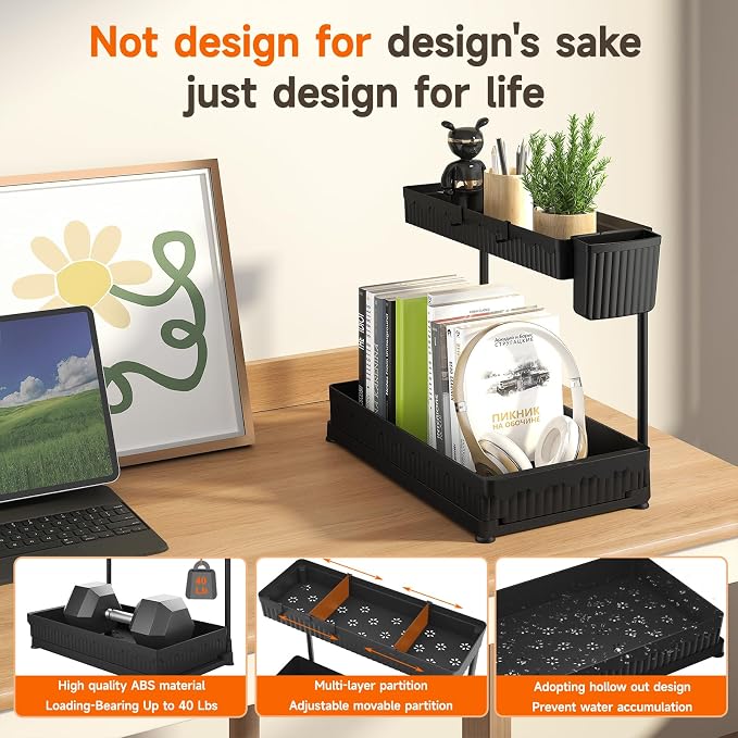 Sevenblue 3 Pack Multi-Purpose Pull-Out Storage Organizers, 2-Tier L-Shaped - Image 5