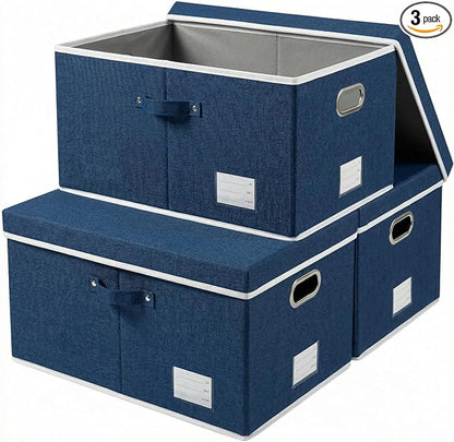 PRANDOM Storage Bins with Lids Linen Fabric Foldable Storage Boxes Organizer by Prandom