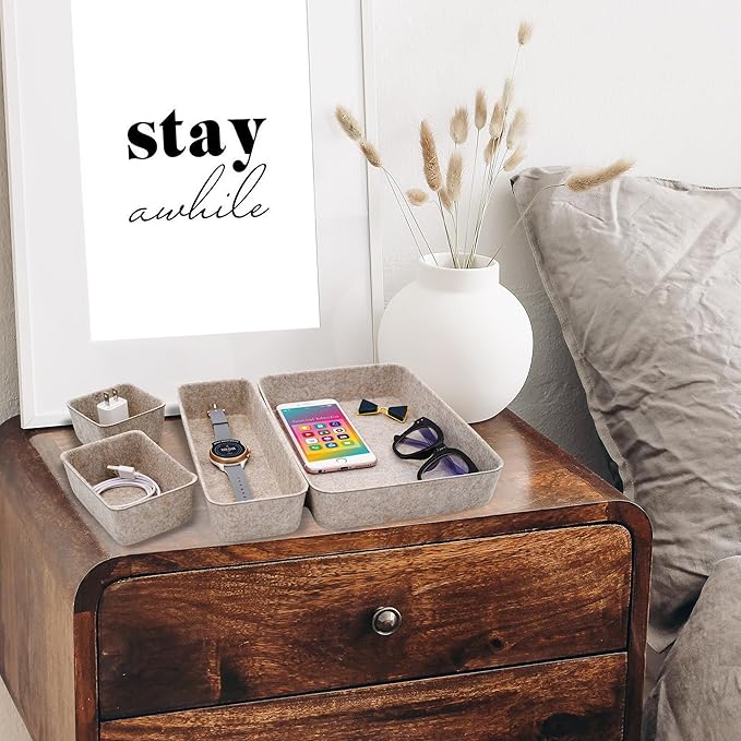 Welaxy 8pc Nordic Minimalist Desk Organizer Tray Beige Oatmeal Storage - Image 2