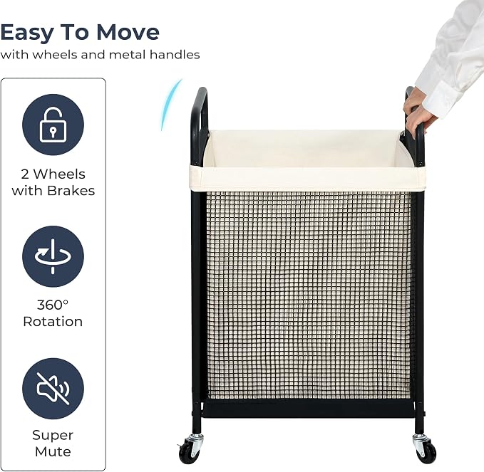 STO STO Laundry Hamper, 90L Rolling Laundry Sorter Cart - Image 6