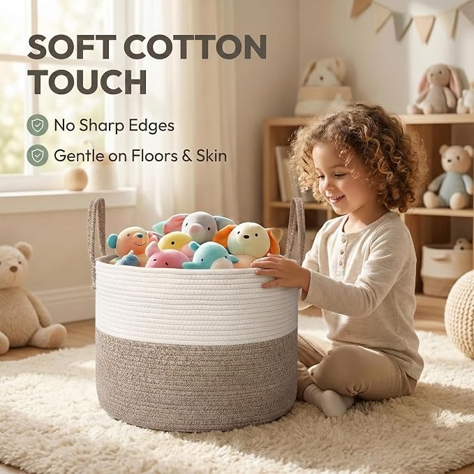 JMvicyroam 115L Extra Large Machine Washable Cotton Rope Blanket Basket | - Image 4