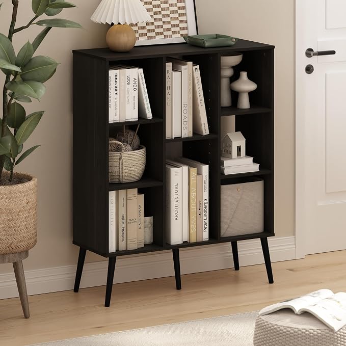 Furinno Claude Mid Century Style Book Shelf, 8-Cube Bookshelf, Cube Storage - Image 2