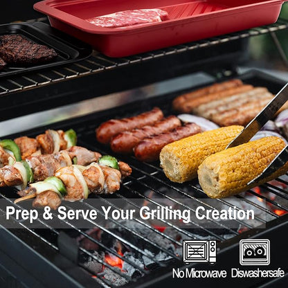 KAQAHIDO Grilling Deep Prep and Serve Trays, BBQ Platter - Image 7