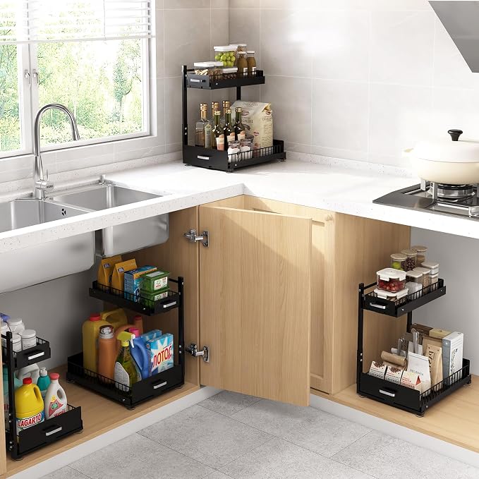Under Sink Organizer, 2 Tier Slide Out Kitchen Cabinet Organizers - Image 7