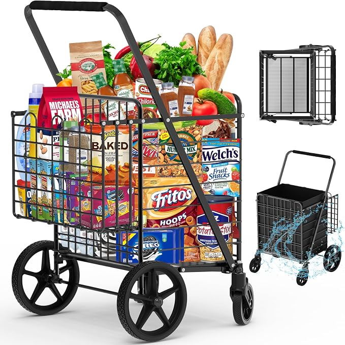 450lbs Capacity Shopping Cart, Upgrade Huge Grocery Cart on Wheels | Heavy Duty by RXUJYC
