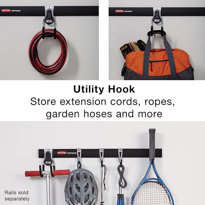 Rubbermaid FastTrack Utility Hook Garage Wall/Tool Hanger Wall Mount and Heavy - Image 2