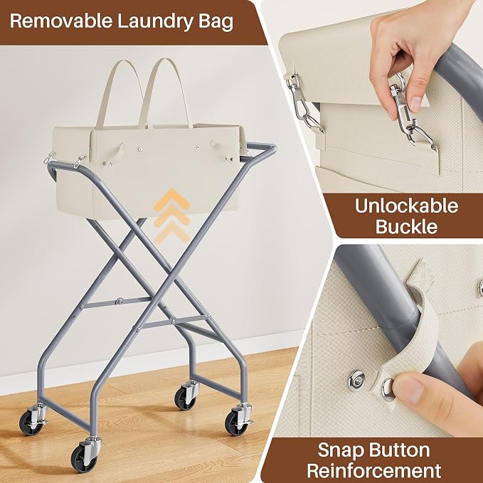 No-Bend Laundry Cart- Rolling Hamper - Image 8