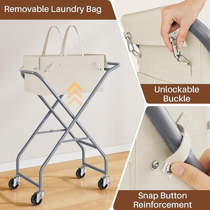 No-Bend Laundry Cart- Rolling Hamper - Image 8