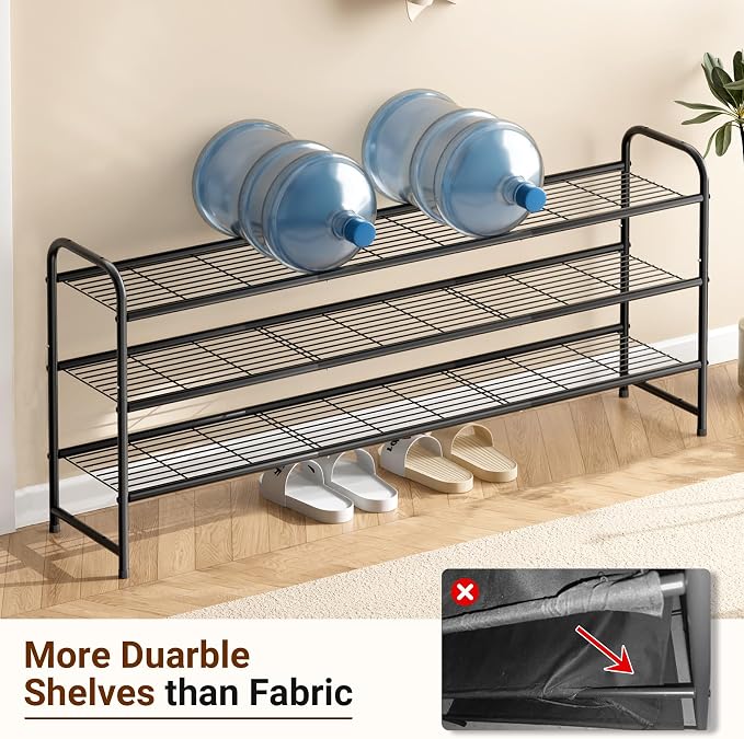 KEETDY 3-Tier Long Shoe Rack for Closet Metal Shoe Organizer for Entryway - Image 4