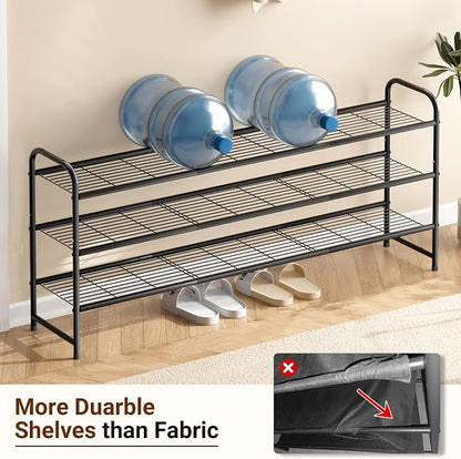 KEETDY 3-Tier Long Shoe Rack for Closet Metal Shoe Organizer for Entryway - Image 4