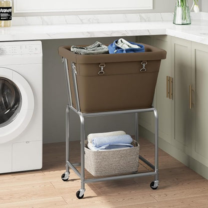 ELYKEN Laundry Cart with Wheels, Rolling Laundry Hamper with Removable Bag and - Image 2